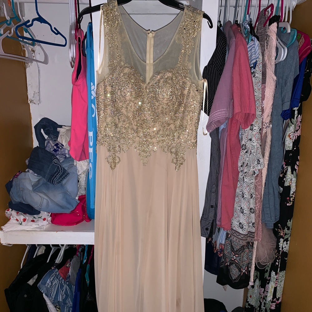 Nude/ gold dress